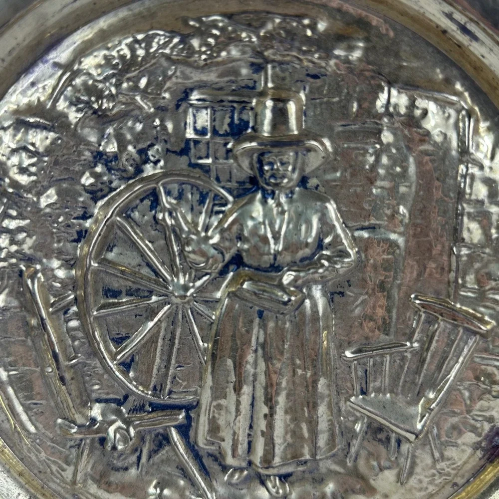 Vintage Pair of Embossed Brass Wall Plates Made in England Peerage Jenny Jones